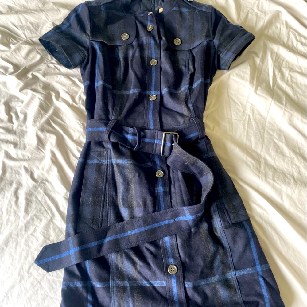 Burberry Blue Check Wool Dress